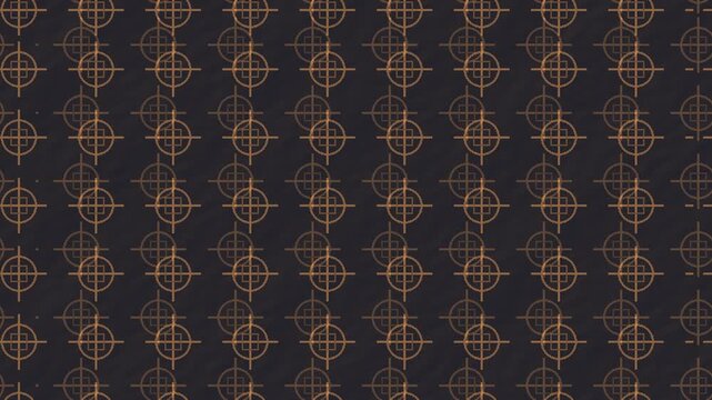 Copper orange print registration marks drifting in a precise geometric pattern