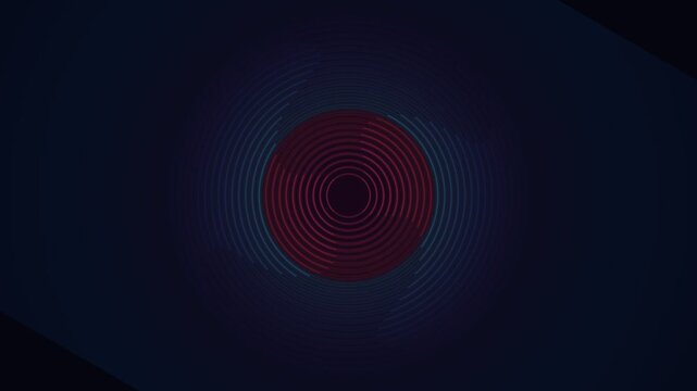 Minimalist red and blue concentric circles on a dark navy blue background