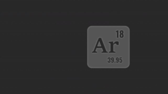 Noble Gas Chemical Elements Flying in 3D with Alpha Channel