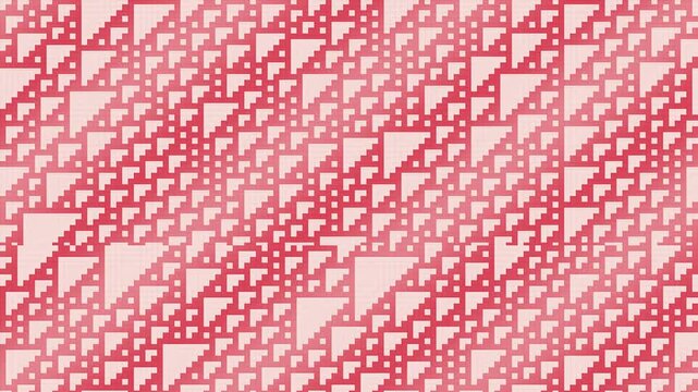 Coral red cellular automaton field with flowing computational patterns