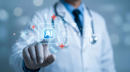 Obraz premium AI Chip Medical Diagnosis and Healthcare Technology
