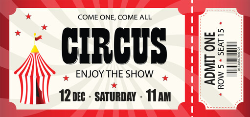 Circus ticket with stars, row, seat © Olena