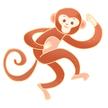 Illustration of the monkey from the 12 Chinese zodiac signs.