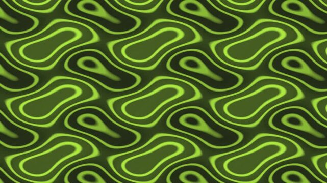 Neon lime gyroid contour slice with flowing scientific line patterns