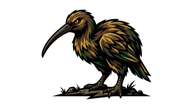 Fierce Kiwi Bird Mascot Illustration in Athletic Style
