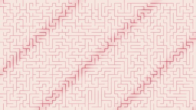 Coral red labyrinth lines with a moving strategic light chase