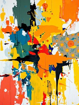 Abstract expressionist painting with bold, energetic brushstrokes and layered textures, conveying raw emotion and intensity,  textures,  art