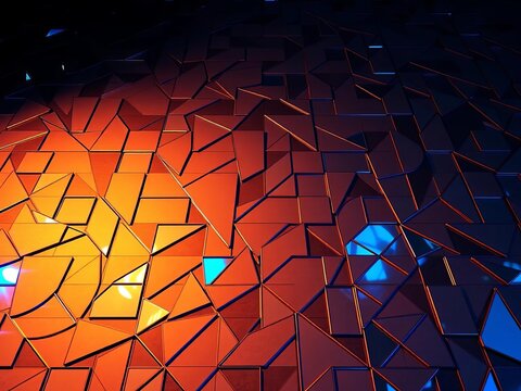 Abstract geometric mosaic in muted earth tones, low angle, flat lay,  tonal,  earth tones