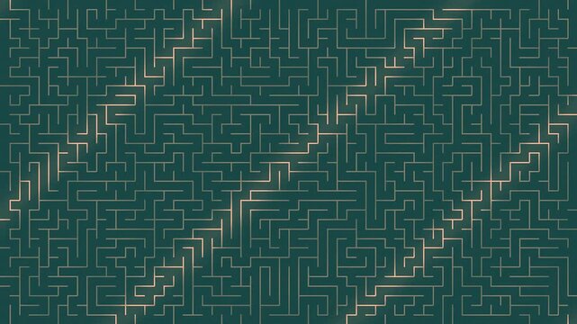 Peach and teal labyrinth lines with a moving strategic light chase