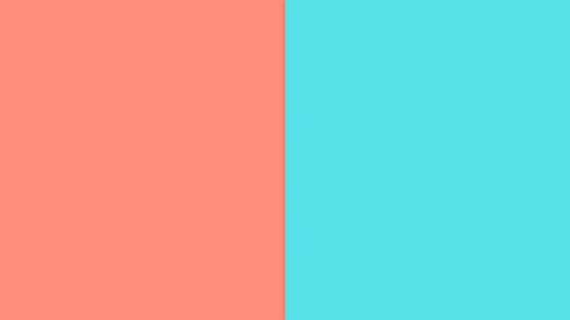 A vibrant split screen background featuring coral and bright cyan colors