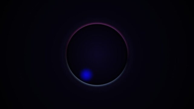 Abstract dark circle with a subtle blue glowing light on a black background
