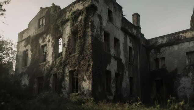 Eerie Abandoned Mansion - A Haunting Relic of the Past.