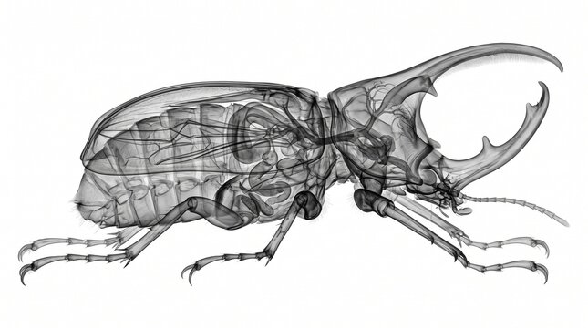 Vintage Engraving of a Stag Beetle Isolated on White Background, Detailed Black and White Insect Illustration with Classic Natural History Style