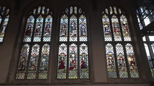 Medieval stained glass windows in Holy Trinity Church, Melford.