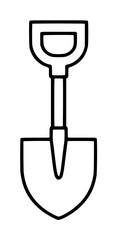 Minimalist spade vector icon for gardening and landscaping projects. This clean black and white outline illustration of a shovel tool is perfect for construction, farming, and DIY home improvement. © ahmed