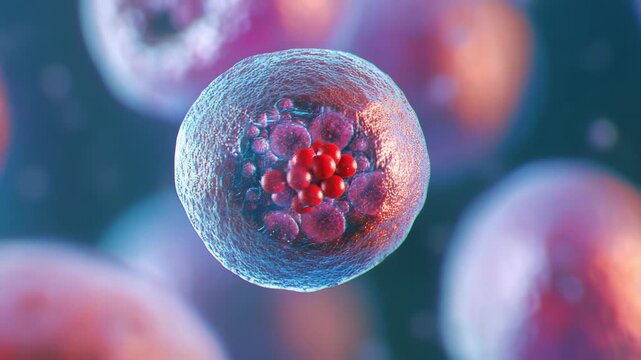 3D Rendering of a Biological Cell with Internal Organelles