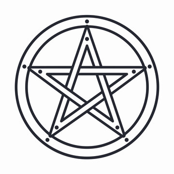 Pentagram pentacle star symbol for mystic Halloween ritual and occult magic decoration outline vector
