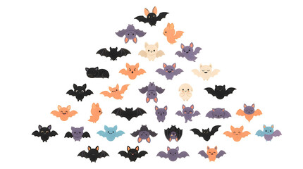 Fototapeta premium Cute Cross Stitch Bat Motifs, Pixel Art Halloween Icons, Knitting Pattern Charts, Orange Purple Black Stitching Designs, Digital Knit Charts halloween bats