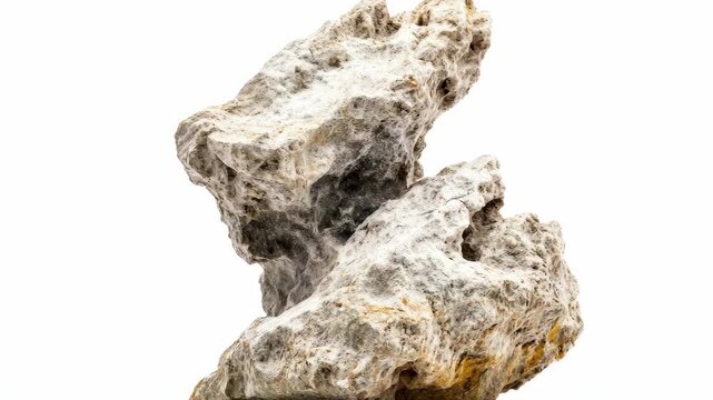 Close-up of a Porous White Tufa Rock with a Rough Texture