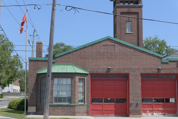 Naklejka premium view of historic Birchmount Fire Hall (Scarborough Fire Hall #1), built in 1925, with hose tower, now a museum located at 351 Birchmount Rd, Toronto
