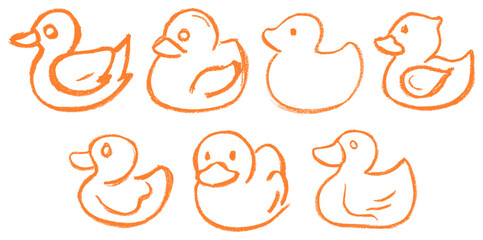 Obraz premium Rubber Duck Crayon Chalk Drawing Doodle Vector
