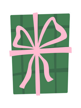 Gift Box Tied With Ribbon Cartoon