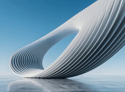 Modern architectural white sculpture curve.