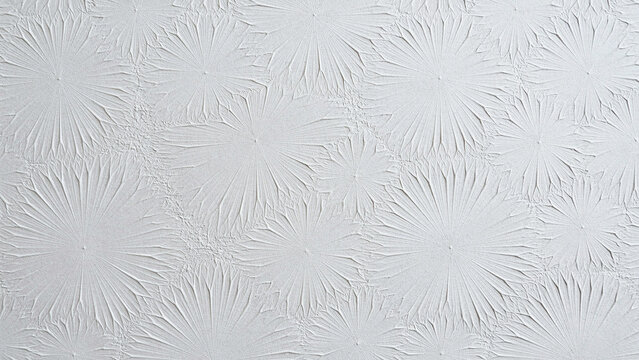 White wall surface with embossed floral pattern and soft natural light effects.
