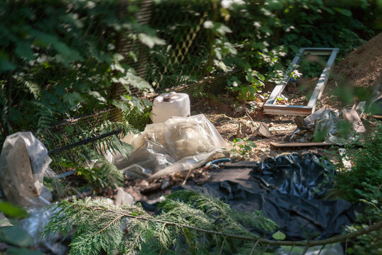 household waste in a forest