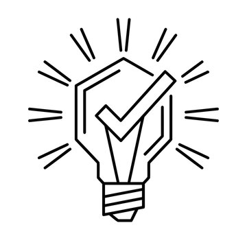 Light bulb with check mark icon