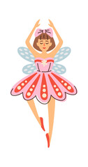 Fototapeta premium Ballerina Dancing Fairy Wings Cartoon