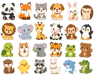 Fototapeta premium set of cute animals