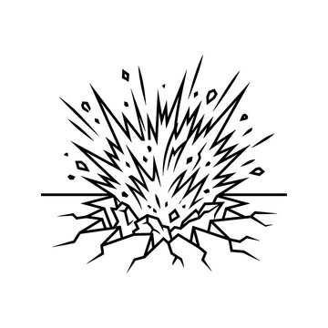 Explosion with crack lines and debris burst effect