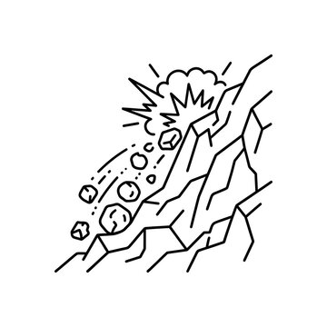 Volcano eruption with lava and smoke explosion
