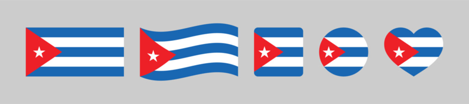 Set of cuba flag icons in different shapes