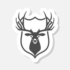Naklejka premium Deer on shield sign icon sticker isolated on gray background