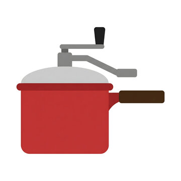 Red manual stovetop popcorn maker popcorn vector illustration