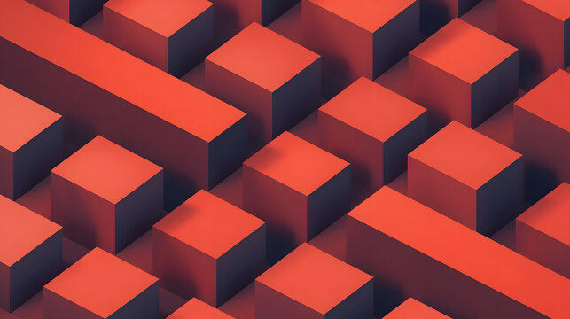 Isometric Red Cubes Pattern: A striking visual composition of repeating red cubes arranged in an isometric grid, creating a dynamic and modern abstract background.