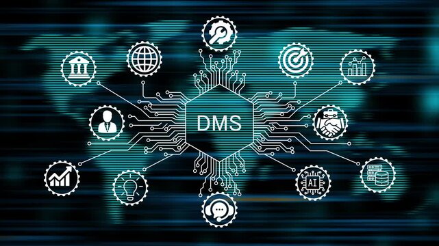 dms concept animation video 4k. technology world map background   