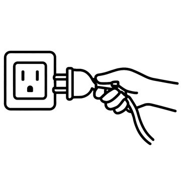 Power plug socket icon set energy saving, electricity plug-in and unplug symbol save energy and eco friendly concept illustration