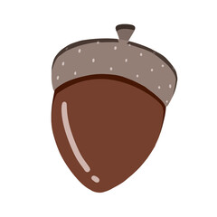 Cute acorn illustration in flat paper cut style isolated on white background © azil