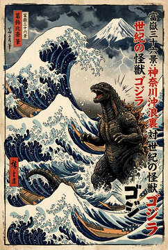 Godzilla vs The Great Wave