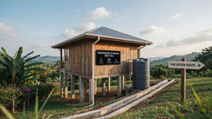 Fototapeta premium AI Rainwater Storage System For Sustainable Flood Resilient Housing