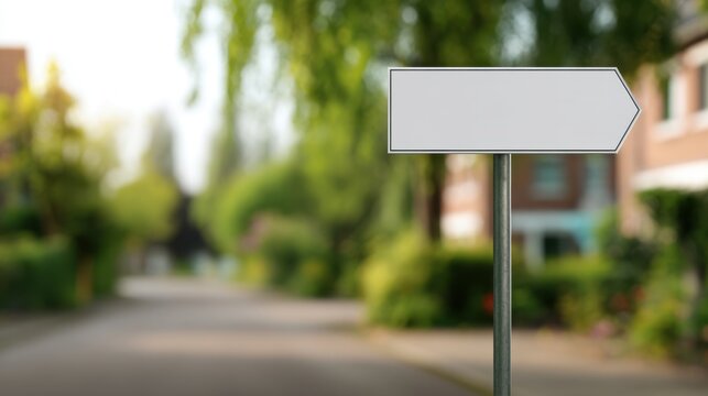 Blank Directional Sign on Residential Street