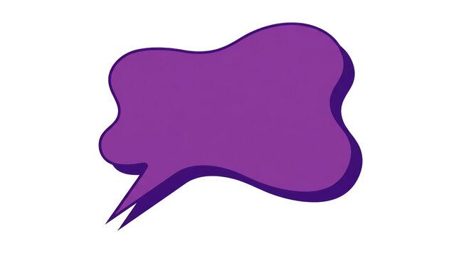 Purple speech bubble with a dark purple shadow isolated on transparent background
