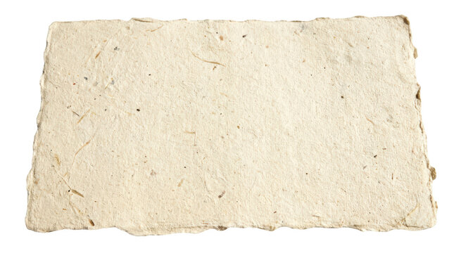 Handmade textured paper sheet isolated on transparent background