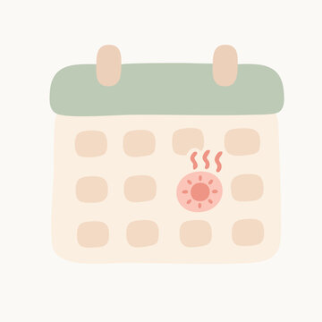 Pastel Dry Season Calendar Illustration with Hot Weather Symbol and Minimal Flat Design