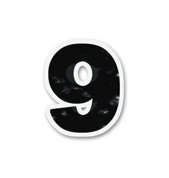The number nine with a zero inside is presented in a distressed style on transparent background numeral digit rough texture fragmented torn