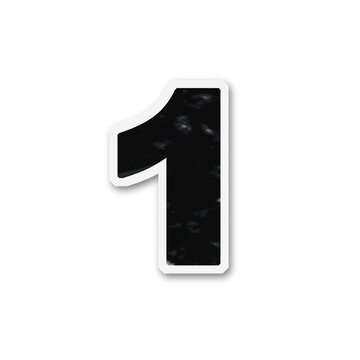 A distressed number one with a torn paper texture is isolated on transparent background digit numeric ripped fragmented damaged standalone graphic element