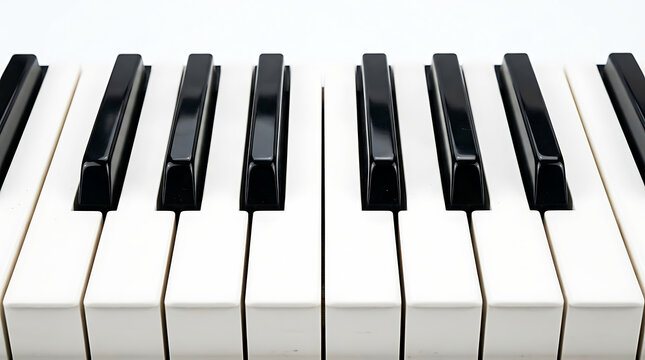 Close-up of black and white piano keys on a keyboard
